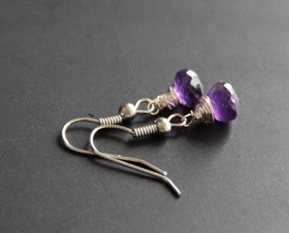 Purple Amethyst Earrings Wire Wrapped