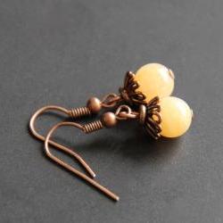 Yellow Jade Earrings Copper