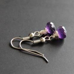 Purple Amethyst Earrings Wire Wrapped